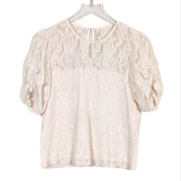 Anthropologie Tops - Anthropologie Cream Lace Shirt Women's XS
